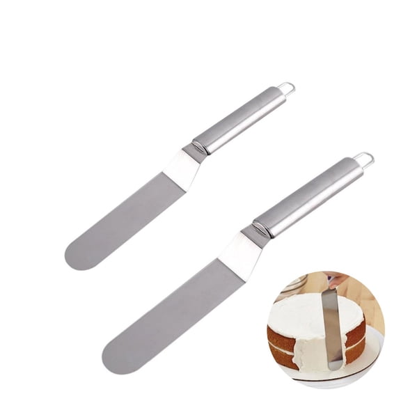 Stainless Steel Cake Icing Spatula,2Pack Metal Cake Scraper,Edge Smoother Scraper for Scraping,Scooping,and Portioning Cream,2Size