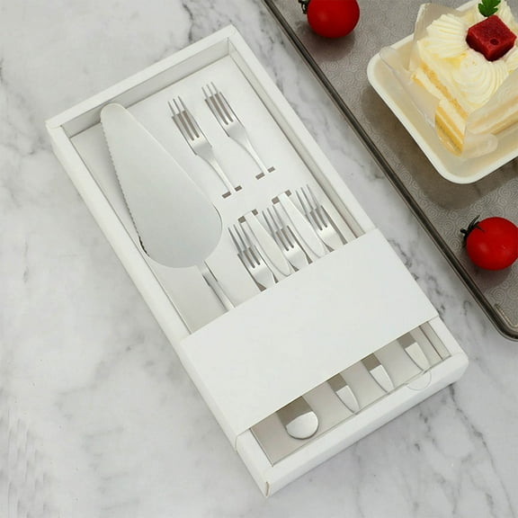 Stainless Steel Cake Knife Fork Spoon Set – Dessert Serving Utensils • Wave Serrated Server • Mirror Polished Shovel 22.3 cm & Fork 13 cm for Ice Cream Fruit