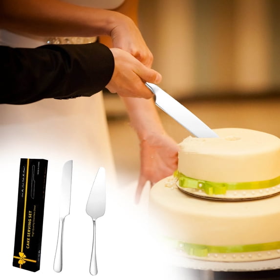 Stainless Steel Cake Knife and Server Set | 2-Piece Silverware for Wedding Cake Cutting, Birthday Parties & Holiday Celebrations | Mirror Polished Edges for Formal Dining & Home Use