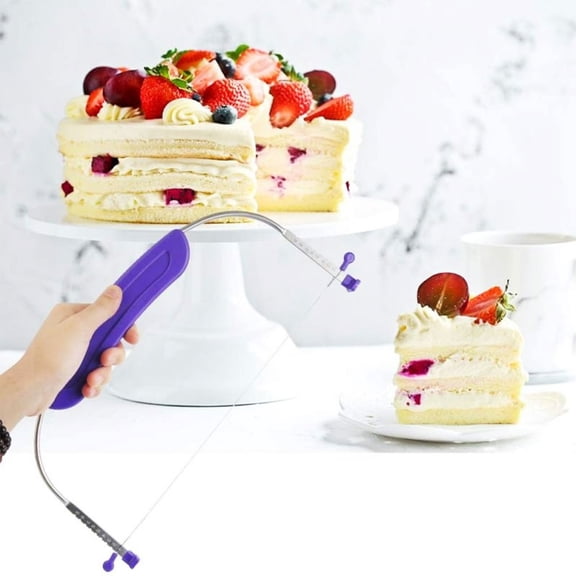 Stainless Steel Cake Leveler With Non Slip Handle Adjustable Cake Slicer Durable Cake Cutter For Home Baking(Purple-31.2Cm)