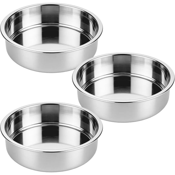 3PCS 8" Round Stainless Steel Even Heating Cake Pans for Baking