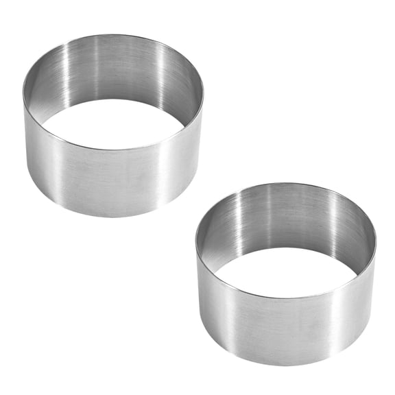 Stainless Steel Cake Ring Mold 2 Pcs for Cooking Kitchen Hamburger(3.94 1.57 Inches)