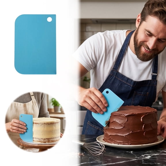 Stainless Steel Cake Scraper Frosting Smoother Durable Icing Comb For Icing Cakes Buttercream Decorating(Sky Blue-7.8Cm)