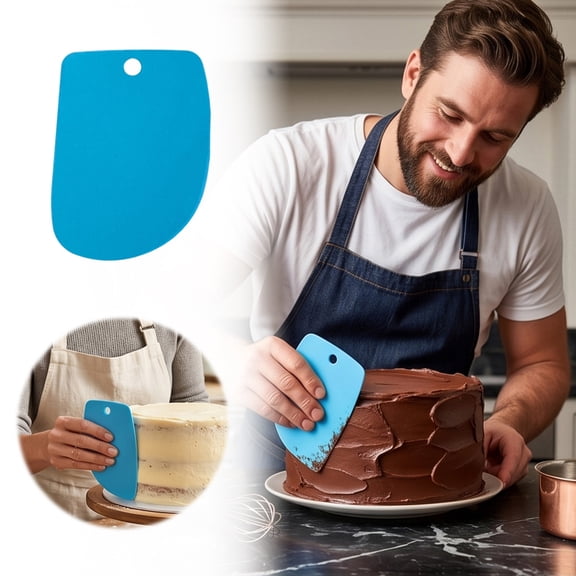 Stainless Steel Cake Scraper Frosting Smoother Durable Icing Comb For Icing Cakes Buttercream Decorating(Sky Blue-8Cm)
