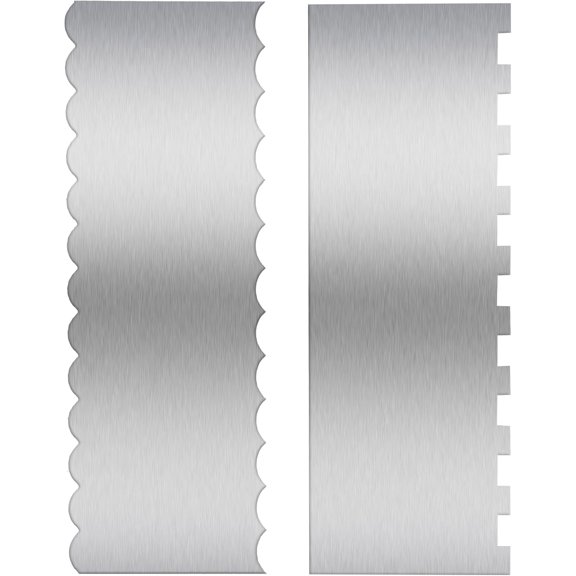 Stainless Steel Cake Scrapers, 2 Pcs Dual-Edged Icing Smoother and Striper Tool with 4 Style Patterned Comb, Professional Cake Decorating Tools for Buttercream, Fondant, Dough, Baking Supplies