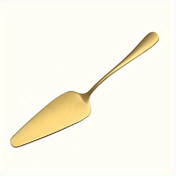 Stainless Steel Cake Server with Serrated Edge  Multi-Purpose Icing Spatula and Pie Cutter, Durable Baking Tool for Pastry, Desserts, and Pizzas (Silver/Gold)