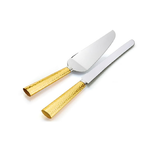 Stainless Steel Cake Server in Two Tone Gold Design