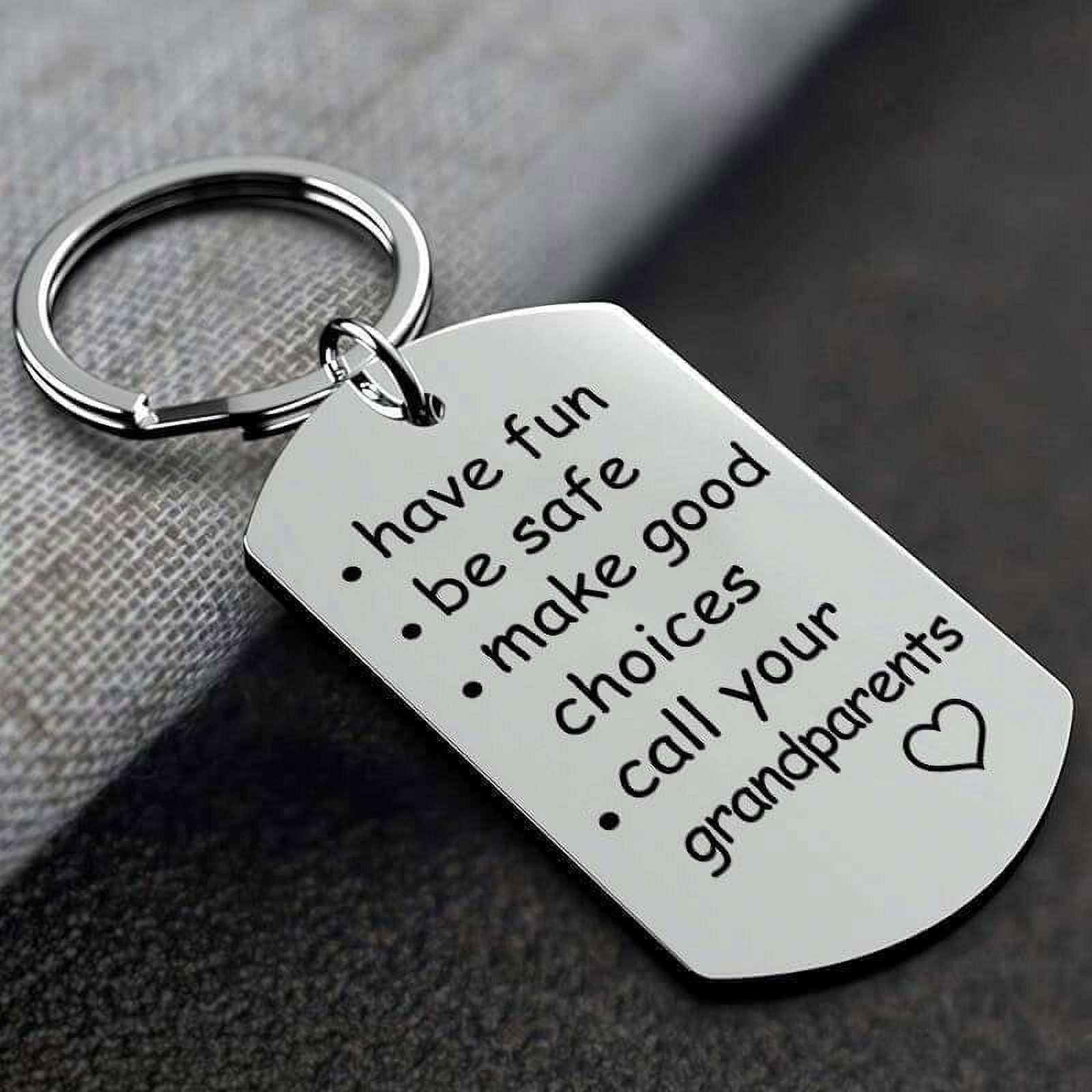 Stainless Steel Call Your Grandma/Grandpa Keychain Personalized