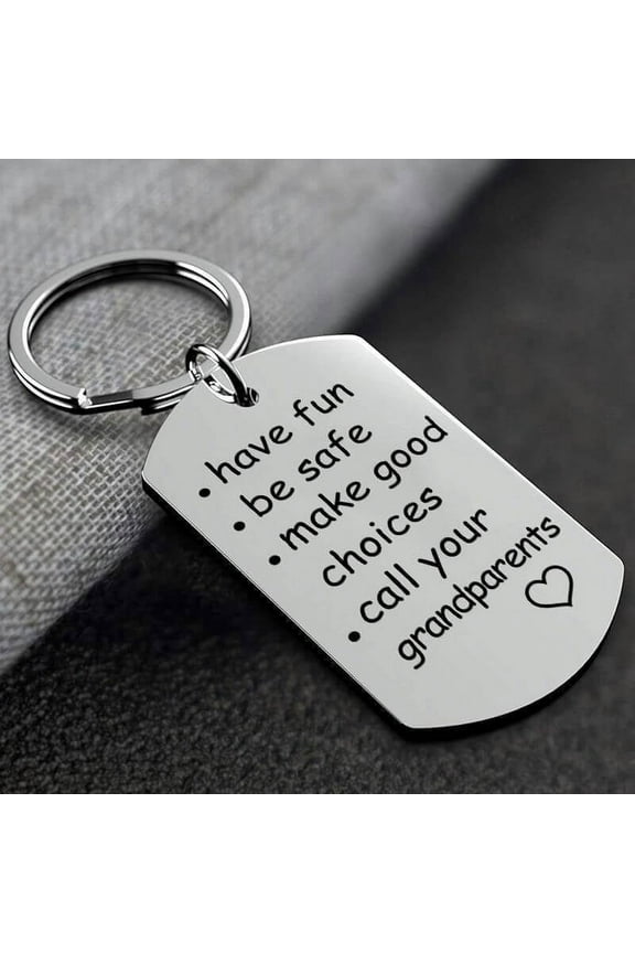 Stainless Steel Call Your Grandma/Grandpa Keychain - Personalized Gift for Grandkids, Durable & Tarnish-Free Titanium Steel Key Ring, Great for House/Car/Office Keys - Happiness Guarantee