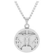 Stainless Steel Calvary Hill The Lord’s Prayer Medallion Pendant Necklace