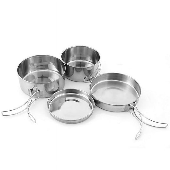 Stainless Steel Camping Cookware Set with Bowl and Pot