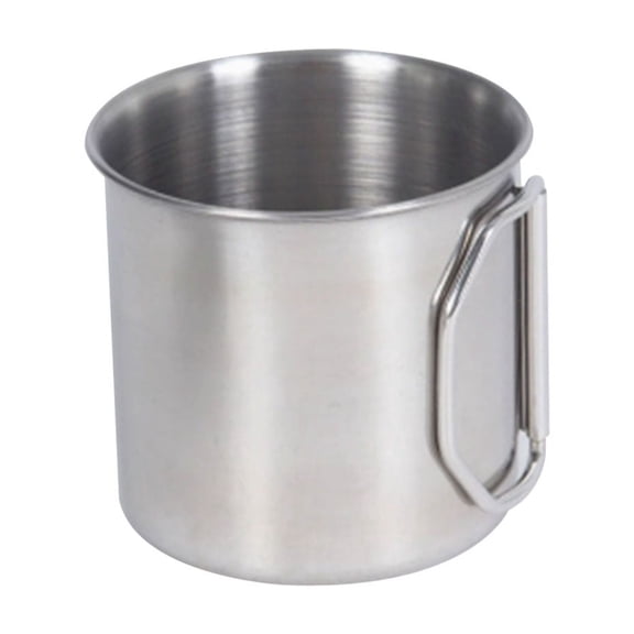Stainless Steel Camping Cup,Outdoors Mugs with Foldable Handle,Portable Folding Handle Camping Mugs,2.8 inch Metal Coffee Cups,Small Compact Backpacking Mugs for Picnic Hiking Travel,(Silver,2.8 in)