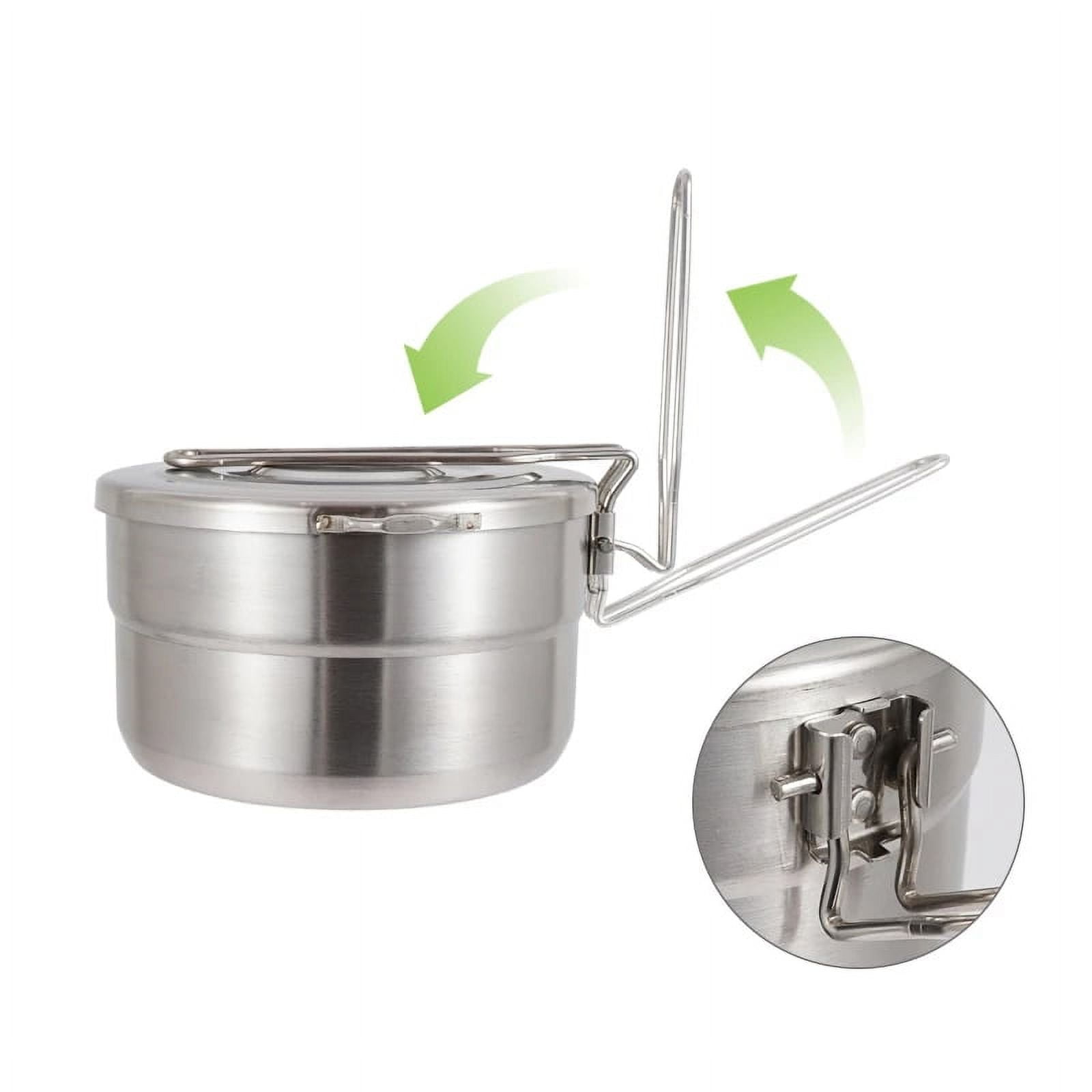 Stainless Steel Camping Pot Outdoor Cooking Pot Open Fire Cookware