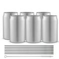 thumbnail image 1 of Stainless Steel Can Drinking Tumblers with 6 Straws & Brush- 16 oz - Silver, 1 of 6