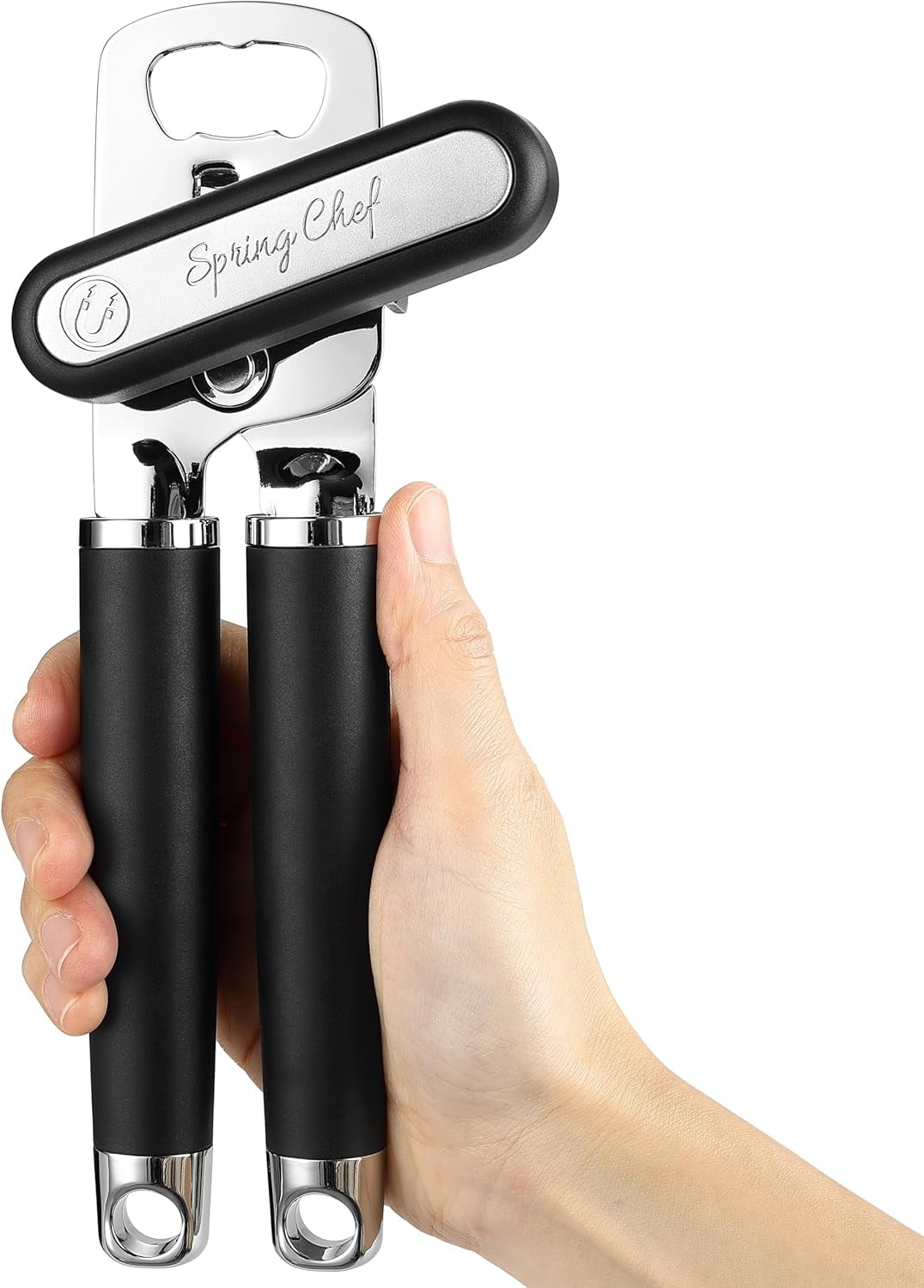 Stainless Steel Can Opener - Manual with Soft Grip Handles, Easy Turn, Heavy Duty Hand Openers for Seniors Smooth Ed Magnetic Lid Remover