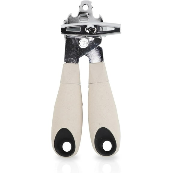 Stainless Steel Can Opener with Sustainable Wheat Straw Handle, Hanging Holes, Easy Open