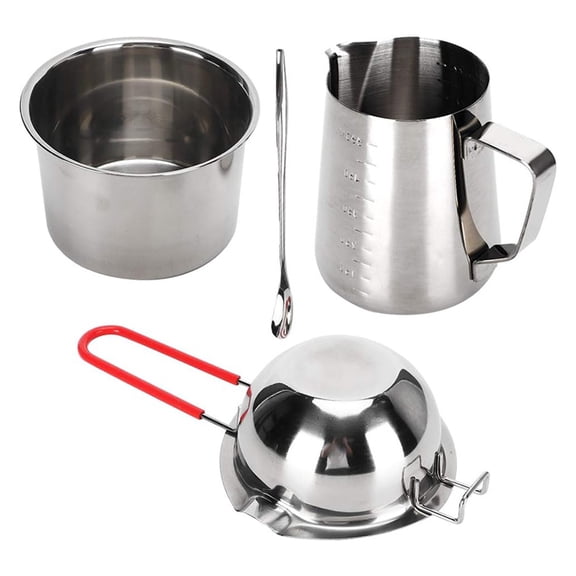 Stainless Steel Candle Making Kit Double Nozzle Boiler Spoon Handle Hanging Design with Two Heating Pots for DIY Craft