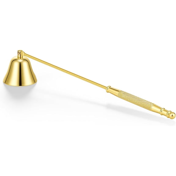 Stainless Steel Candle Snuffer - Gold Candle Extinguisher with Long Handle, Decorative Snuffer Accessory for Putting Out Wick Flame Safely