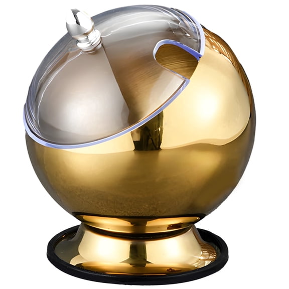 Gold Candy Dish with Transparent Lid, Spherical Stainless Steel Sugar Cube Holder, Non-Slip Rubber Base, Perfect for Home, Kitchen, Cafe, Buffet, and Snack Storage