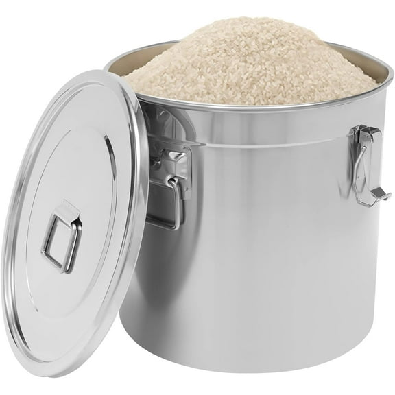 Stainless Steel Canister with Lids, Airtight Sealable Containers for Food Kitchen Canisters Household Cereal Dispenser Bucket Food Storage Containers for Rice, Flour, Grain, Coffee Bean (8.71Gal)