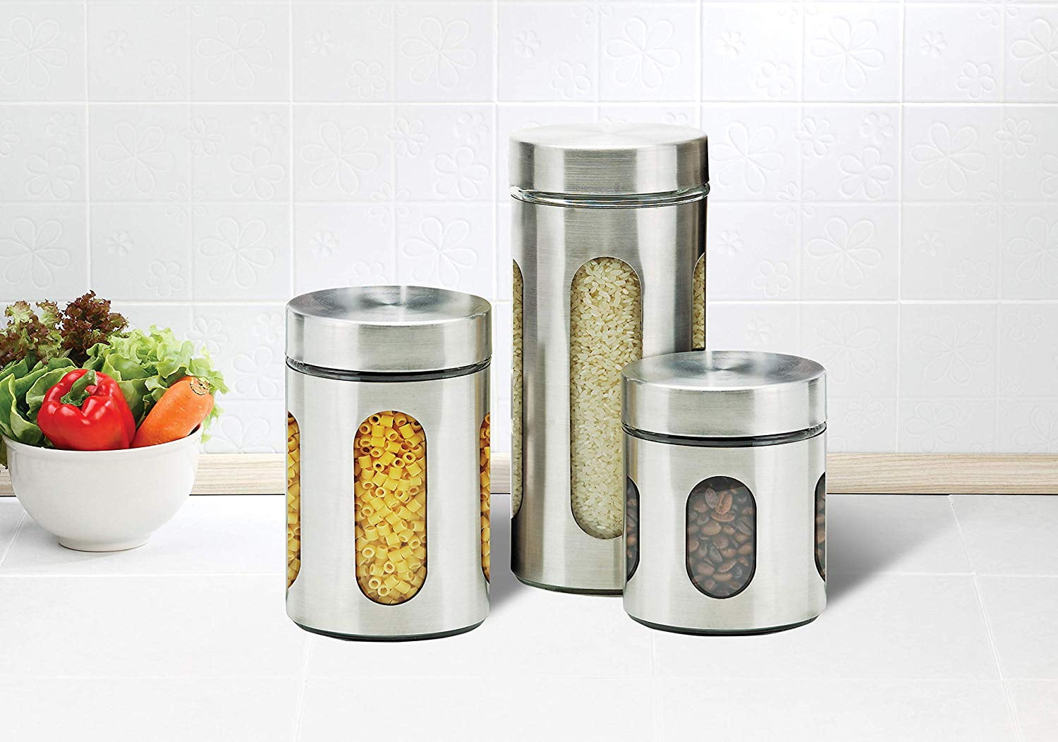 0.5-1.5 L Glass Airtight Storage Canister with Stainless Steel