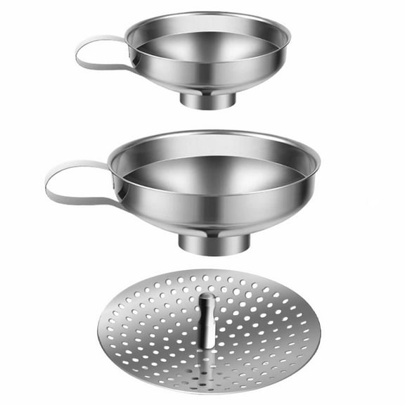 Stainless Steel Canning Funnel with Strainer for Wide and Regular Mason Jars,