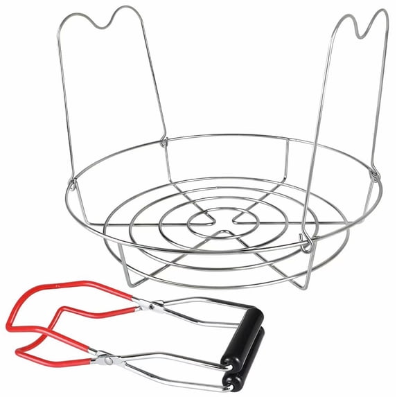 Bonison Stainless Steel Canning Rack with Tongs, Holds 8 Pint or 7 ...