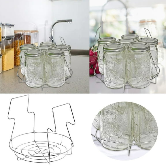 Stainless Steel Canning Rack with Foldable Handles for Scalding and Canner Use