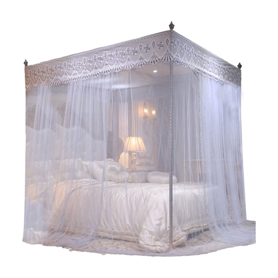 Three Door Palace Style Mosquito Net, Household Princess Floor Length Bed Canopy, for Bedroom Decoration and Bed Canopy, Romantic, Breathable