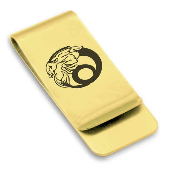 Stainless Steel Capricorn Zodiac (Sea Goat) Classic Slim Money Clip Credit Card Holder