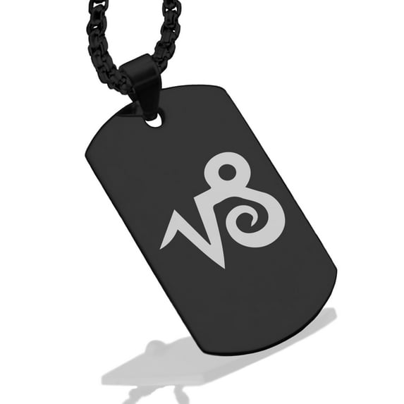 Stainless Steel Capricorn Zodiac Sign (Sea Goat) Dog Tag Pendant Necklace