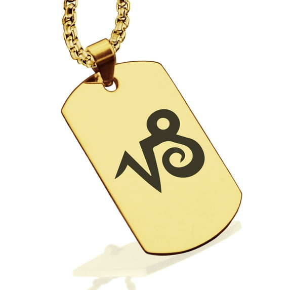 Stainless Steel Capricorn Zodiac Sign (Sea Goat) Dog Tag Pendant Necklace