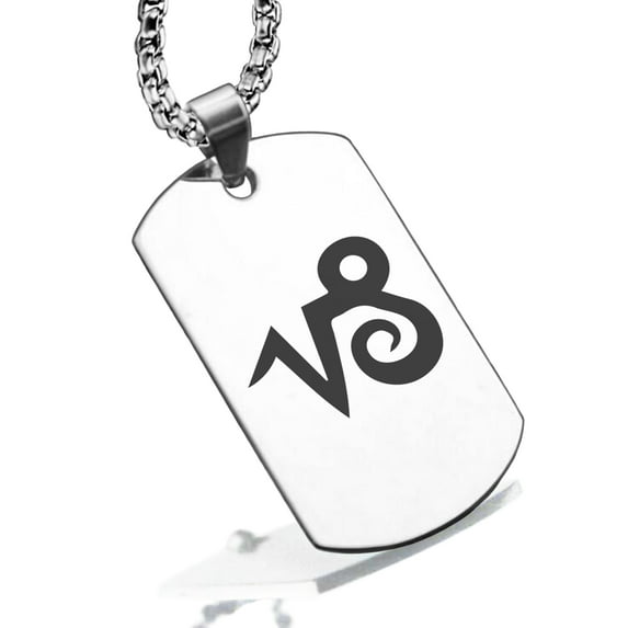 Stainless Steel Capricorn Zodiac Sign (Sea Goat) Dog Tag Pendant Necklace