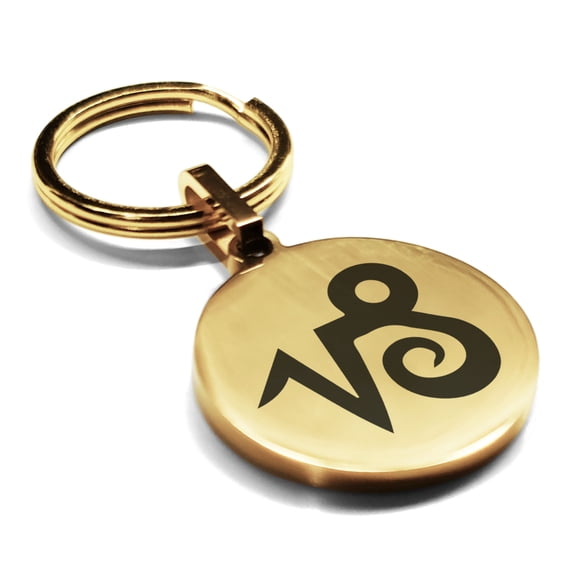 Stainless Steel Capricorn Zodiac Sign (Sea Goat) Round Medallion Keychain Circle Ring