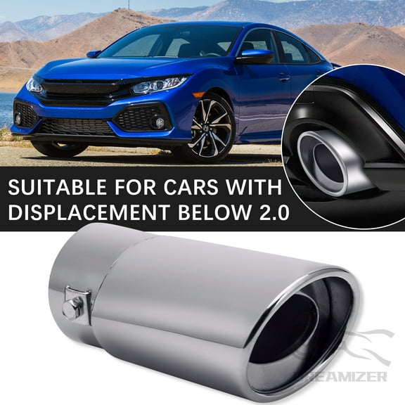 Stainless Steel Car Exhaust Tip, Universal Car Exhaust Pipe Modification Tail Throat Tail Pipe, 1.5" - 2"Steel Exhaust Tips Chrome-Plated Finish Tailpipe