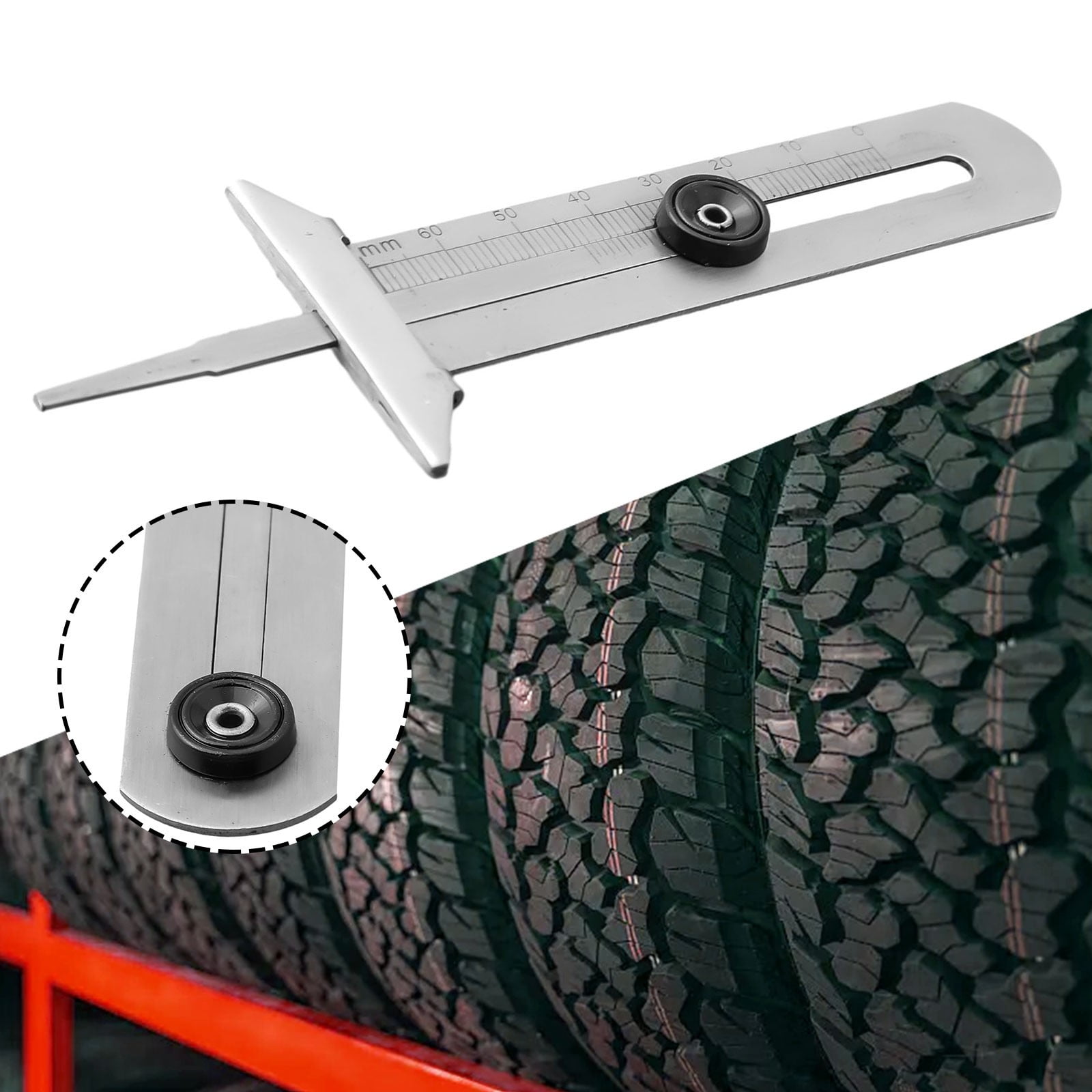 Stainless Steel Car Tyre Tire Tread Depth Gauge Meter Ruler Caliper ...