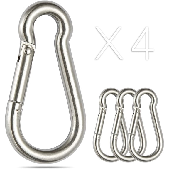 Stainless Steel Carabiner Spring Snap Hook,4pcs 3.54 inch Carabiners Heavy Duty,Spring Snap Hook Fits Camping Hiking,Metal Clips for Rope Chain Keys Rings