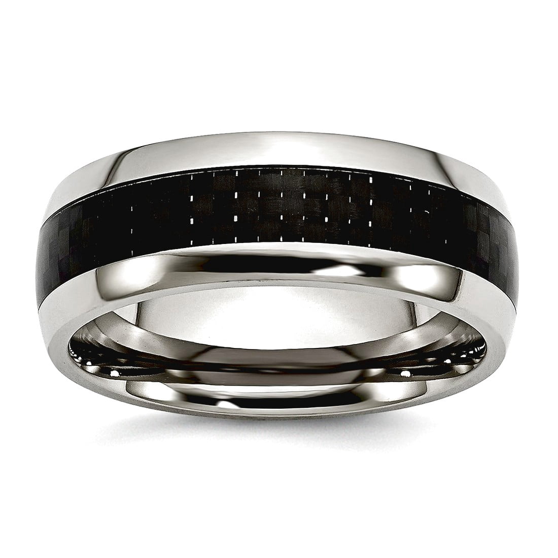 Stainless Steel Carbon Fiber 8mm Polished Band Ring Size 13 Ring for ...