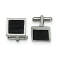 thumbnail image 1 of Stainless Steel Carbon Fiber Cuff Links - Measures 16x16mm Wide, 1 of 2