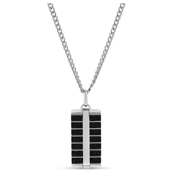 Stainless Steel Carbon Fiber Sectioned Dog Tag Necklace 24 Inch