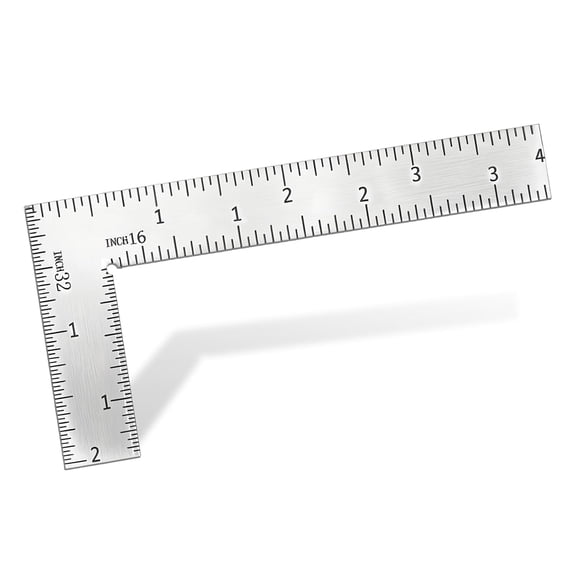 Stainless Steel Carpenter Square, Metal L Shaped Ruler, 4 Inch 2 Framing Square Measuring Tool for Engineer