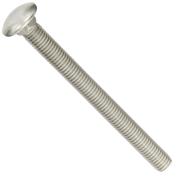 Stainless Steel Carriage Bolt, Plain Finish, Square Neck, Round Head, Meets ASME B18.5/ASTM F593, 5" Length, Fully Threaded, 5/16"-18 Threads (Pack of 5)