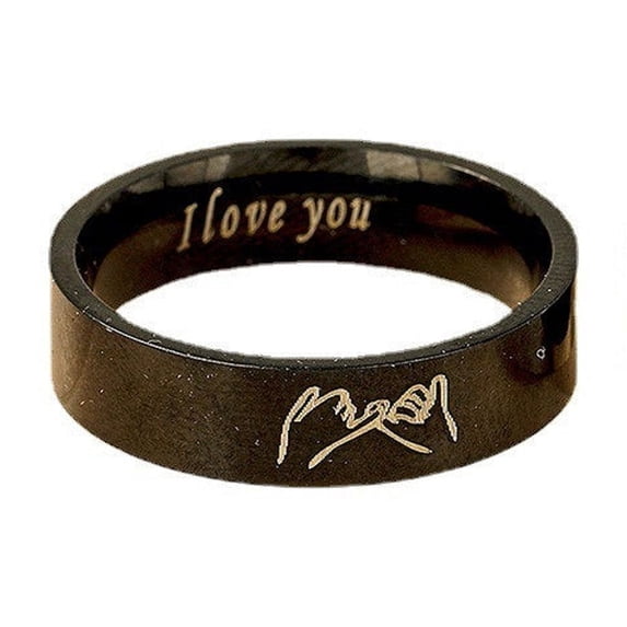 Stainless Steel I Love You Letter Rings Fashion Jewelry For Women And Men Silver Or Black Casual Wear Everyday