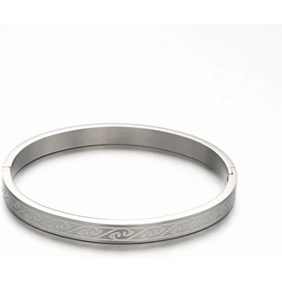 Stainless Steel Carved Cuff Bangle Bracelet Stainless Steel Color Inner diameter 50x59mm Jewelry Bracelet