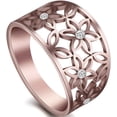 thumbnail image 1 of Stainless Steel Carved Flower Pattern Promise Wedding Statement Cocktail Party Ring, 1 of 2