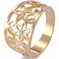thumbnail image 1 of Stainless Steel Carved Flower Pattern Promise Wedding Statement Cocktail Party Ring, 1 of 2