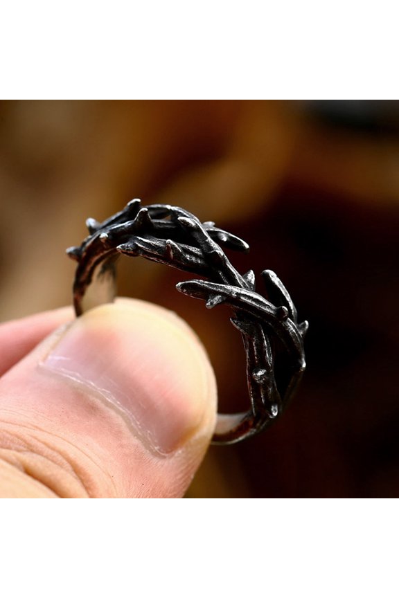 Stainless Steel Cast Branch Ring Minimalist Retro Style For Men Fashion Jewelry Everyday Wear Durable Everyday