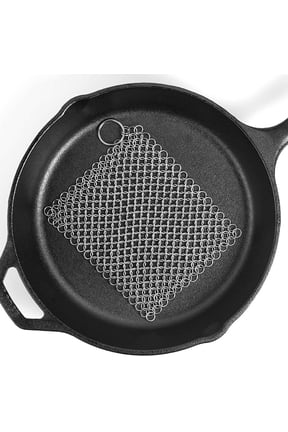 Stainless Steel Cast Iron Cleaner 316L Chainmail Scrubber for Cast Iron Pan Pre-Seasoned Pan Dutch Ovens Waffle Iron Pans