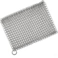 thumbnail image 1 of Stainless Steel Cast Iron Skillet Cleaner Chainmail Cleaning Scrubber 8x6 in With Hanging Ring for Cast Iron Pan, Griddle Pans, BBQ Grills-Square, 1 of 10
