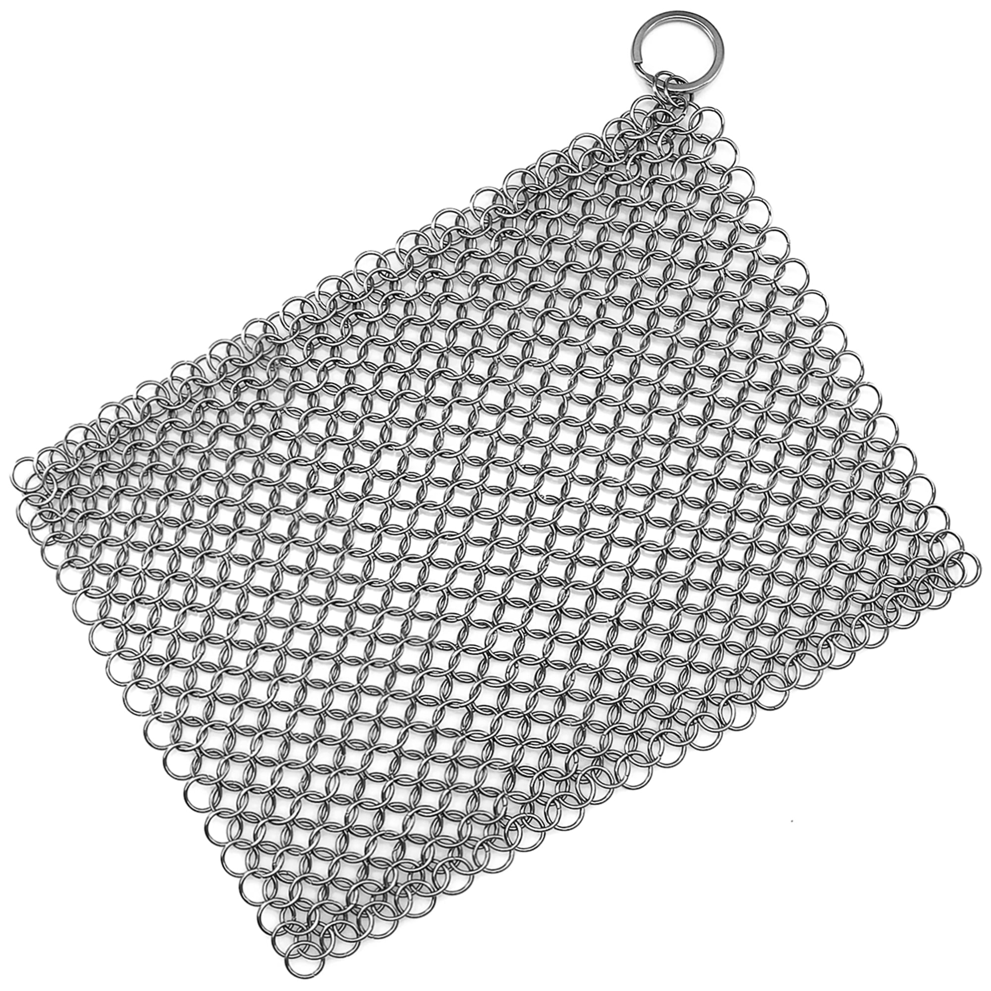 Cast Iron Skillet Cleaner, 316 Stainless Steel Chainmail Cleaning Scrubber  with Silicone Insert for Cleaning Castiron Pan,Griddle,Baking Pan